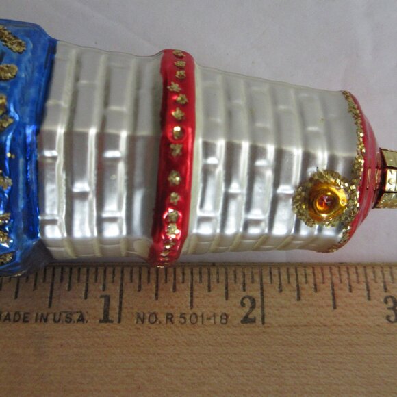 Gablonz Glass Art Austria Glass Lighthouse Christmas Ornament w/Glitter Red Blue - Picture 11 of 11